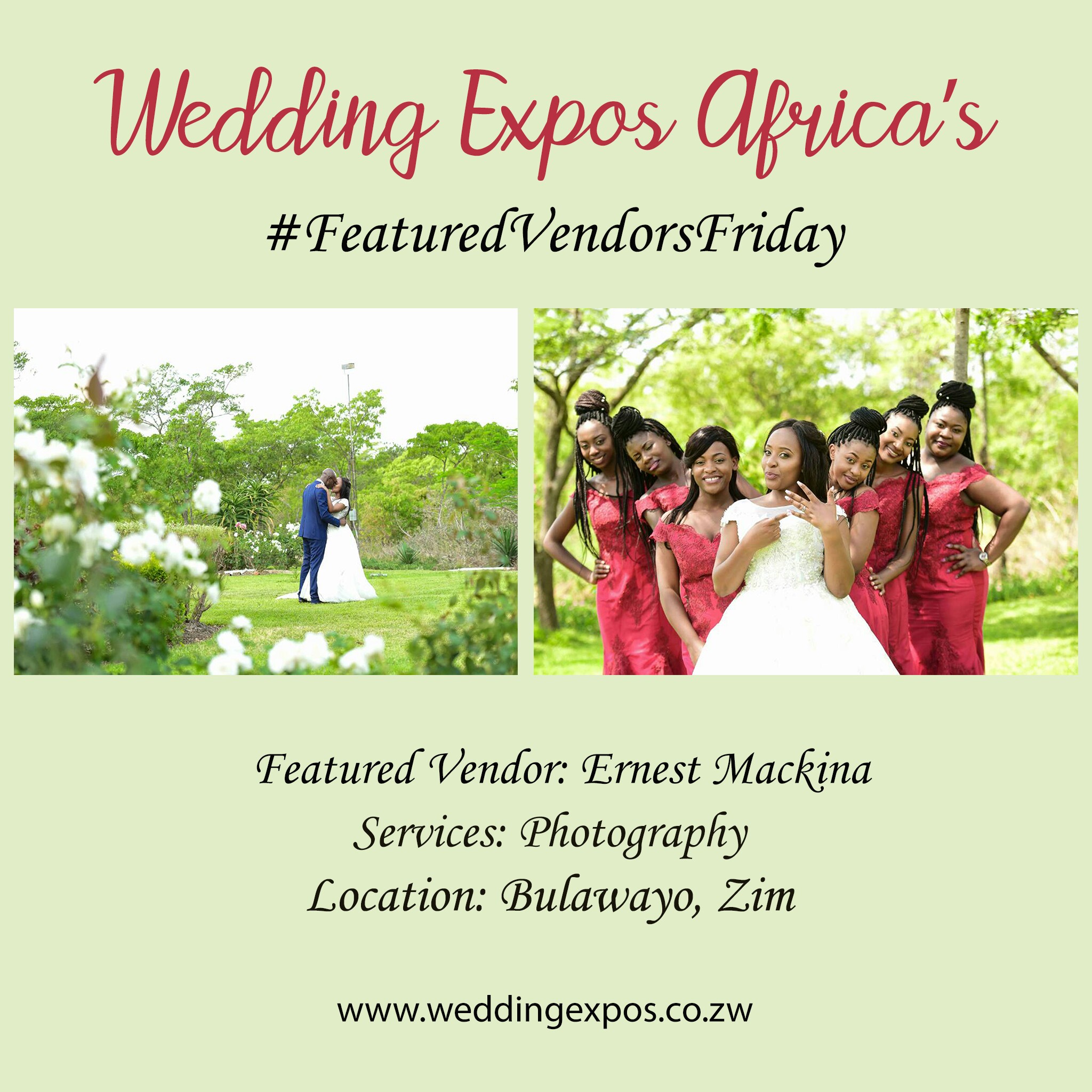 Ernest Mackina Photography is a wedding vendor in Bulawayo Zimbabwe. He was featured on wedding expos africa's featured vendors friday 