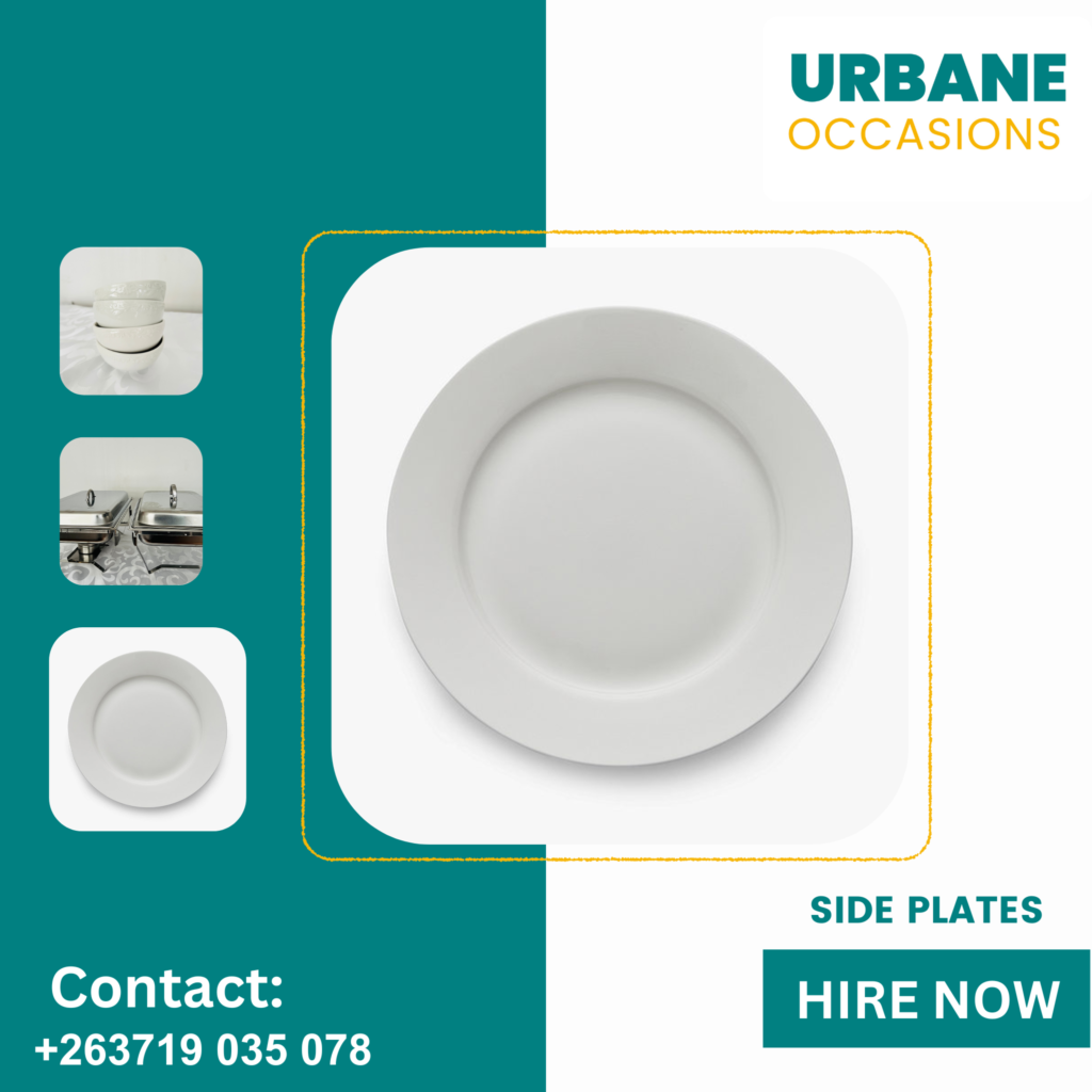 White side plates for hire in Harare -Wedding Decor Equipment for Hire in Harare
