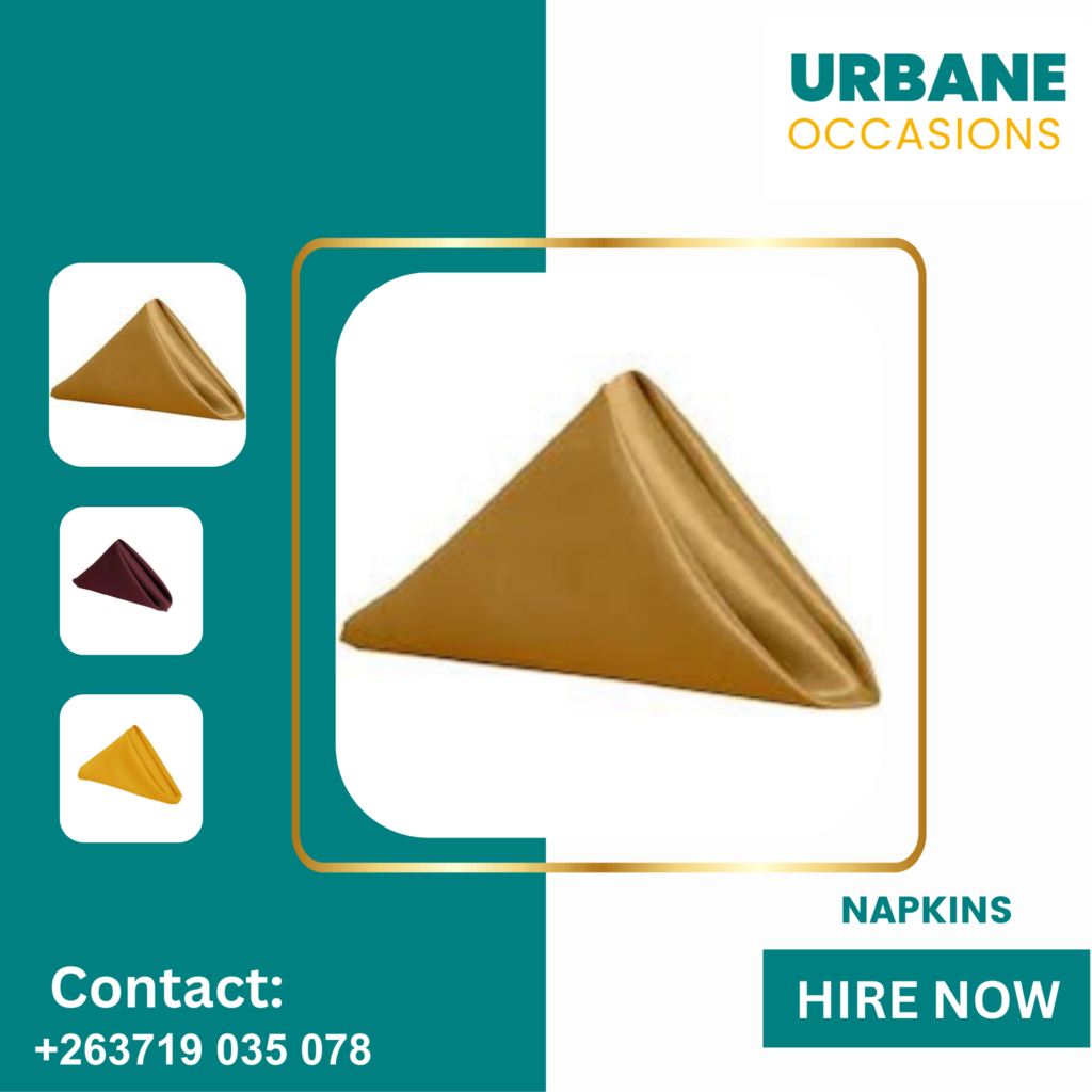 Gold Napkins for Hire in Harare - Wedding Decor Equipment for Hire in Harare