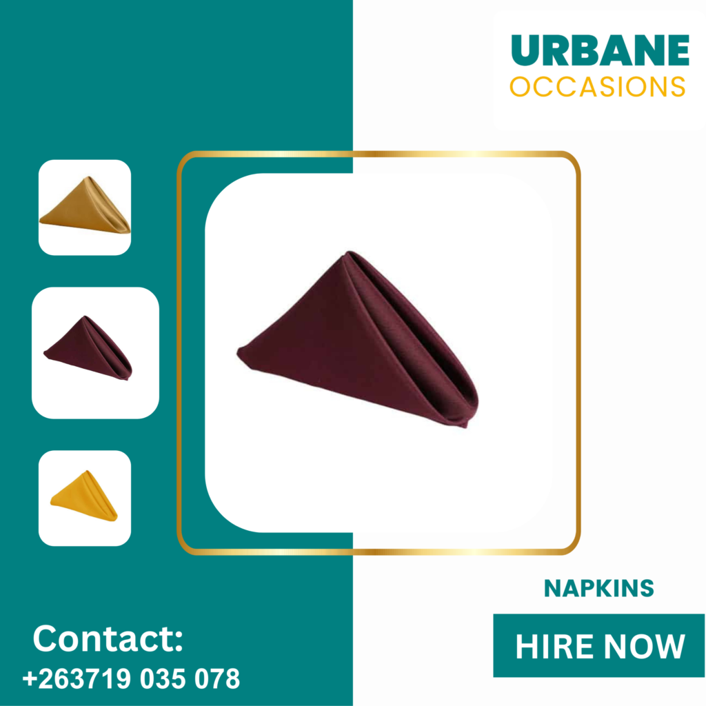 Maroon napkins for hire in Harare - Wedding Decor Equipment for Hire in Harare