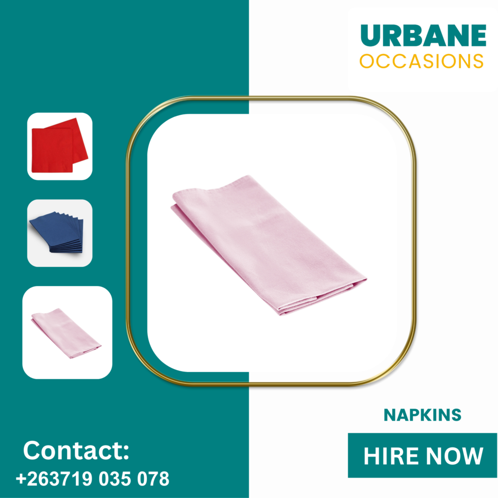 Pink Napkins for hire in Harare - Wedding Decor Equipment for Hire in Harare