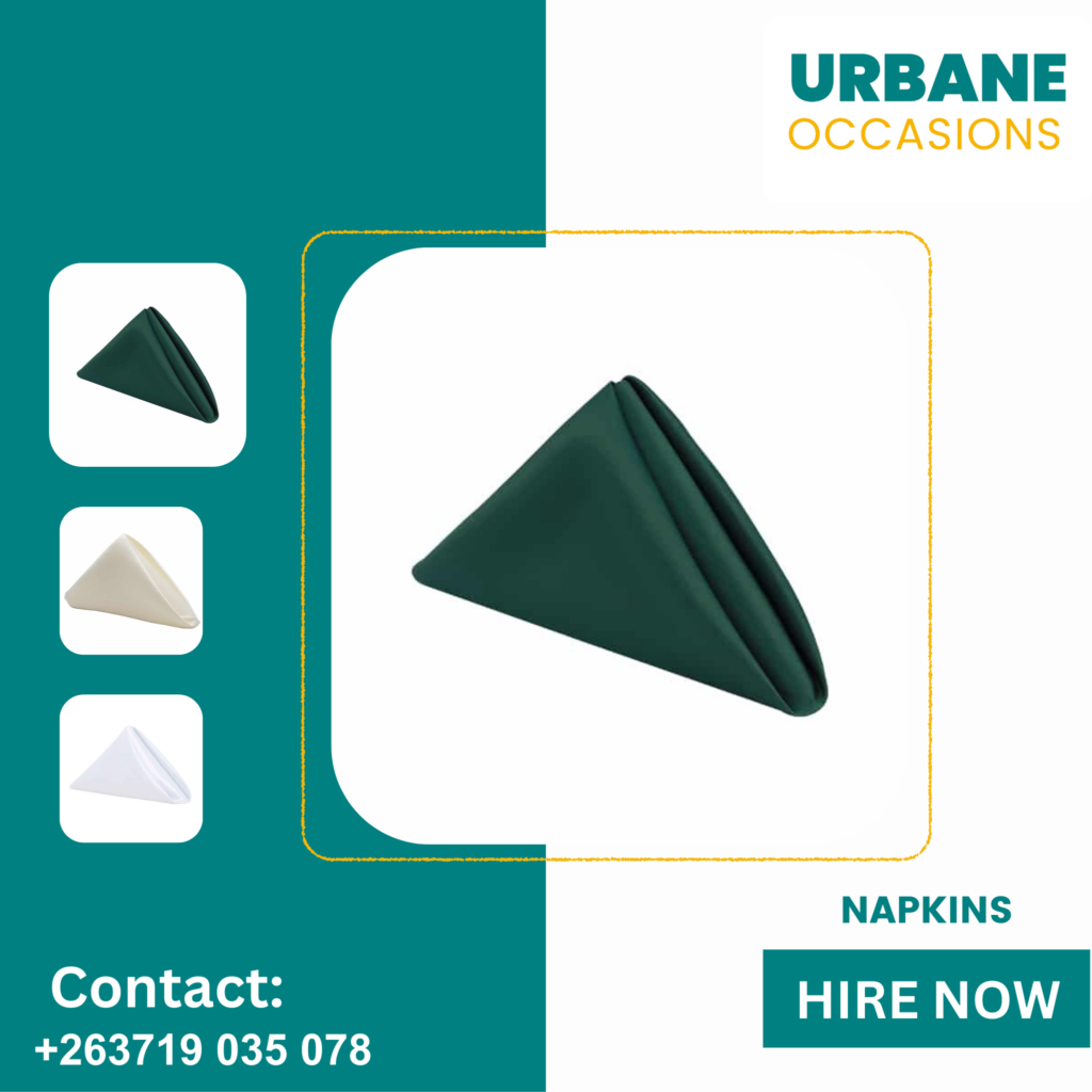 Green Napkins for Hire in Harare - Wedding Decor Equipment for Hire in Harare