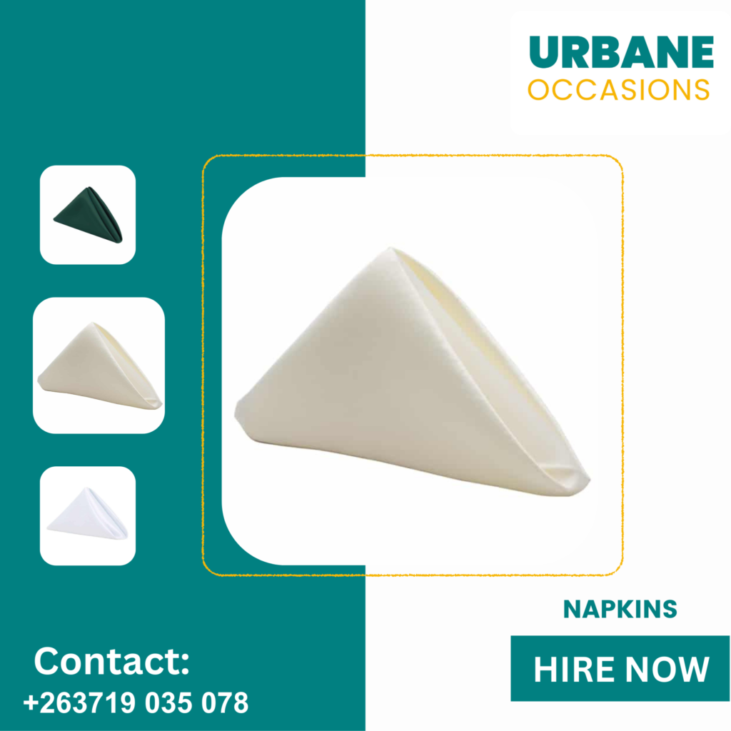 Cream Napkins for Hire in Harare - Wedding Decor Equipment for Hire in Harare