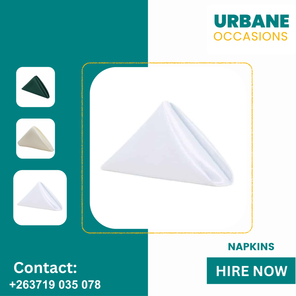 White napkins/serviettes for hire in Harare - Wedding Decor Equipment for Hire in Harare