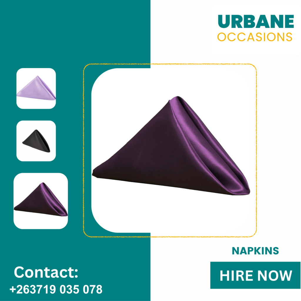 Purple napkins for hire in Harare - Wedding Decor Equipment for Hire in Harare

