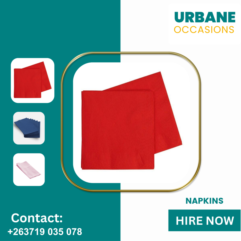 Red Napkins for hire in Harare - Wedding Decor Equipment for Hire in Harare