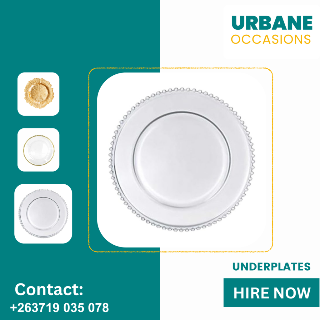 Clear Beaded Underplates- Harare Roora Decor Equipment for Hire in Harare