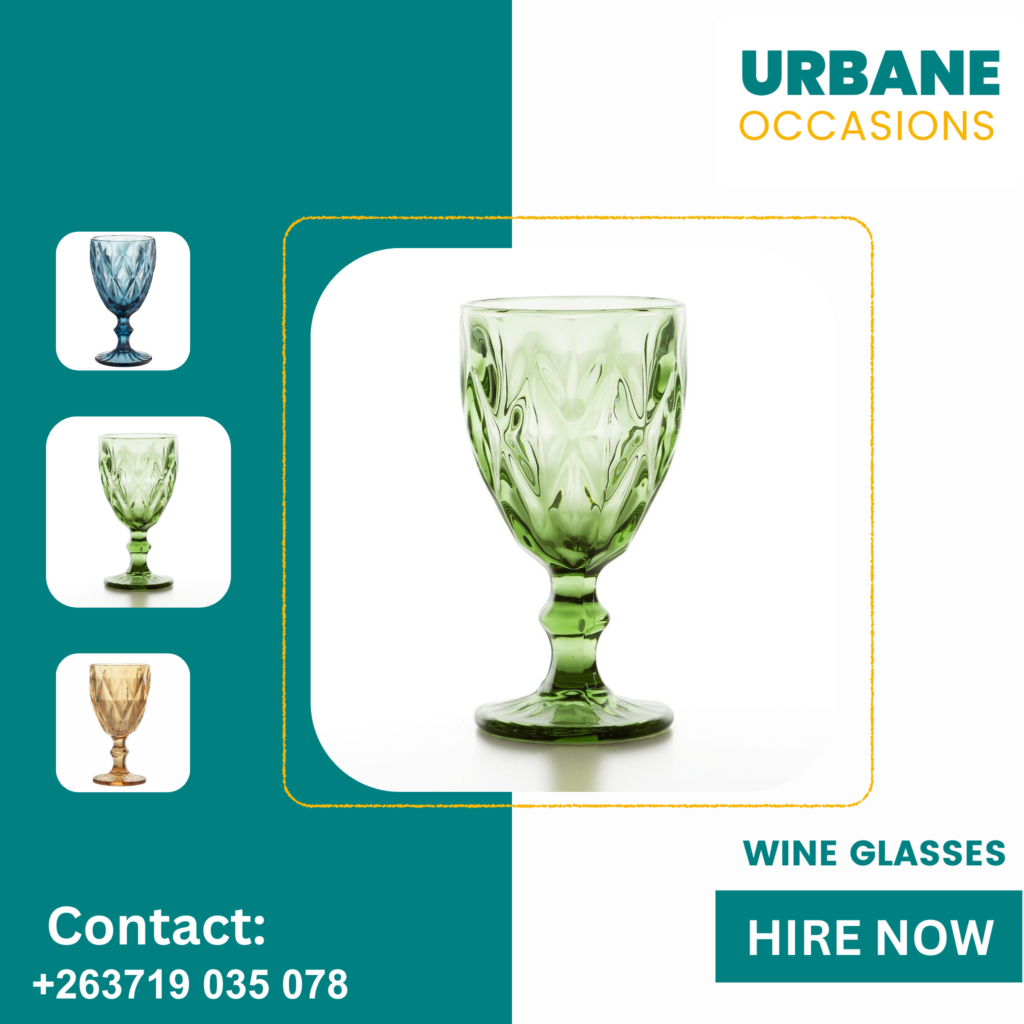 Green wineglass for hire in Harare - Harare Party Decor Equipment for Hire in Harare