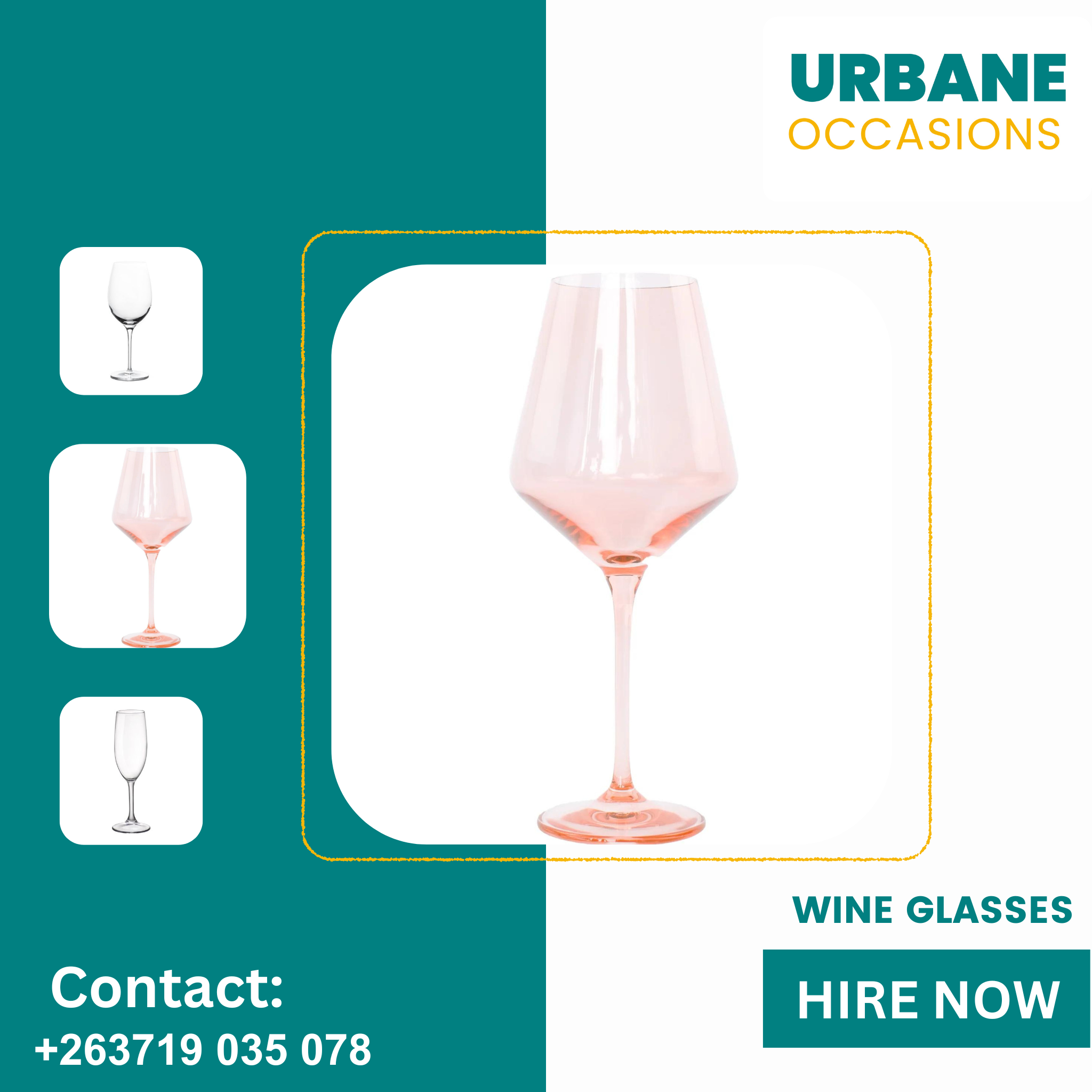 Pink Wineglass for hire in Harare - Harare Party Decor Equipment for Hire in Harare