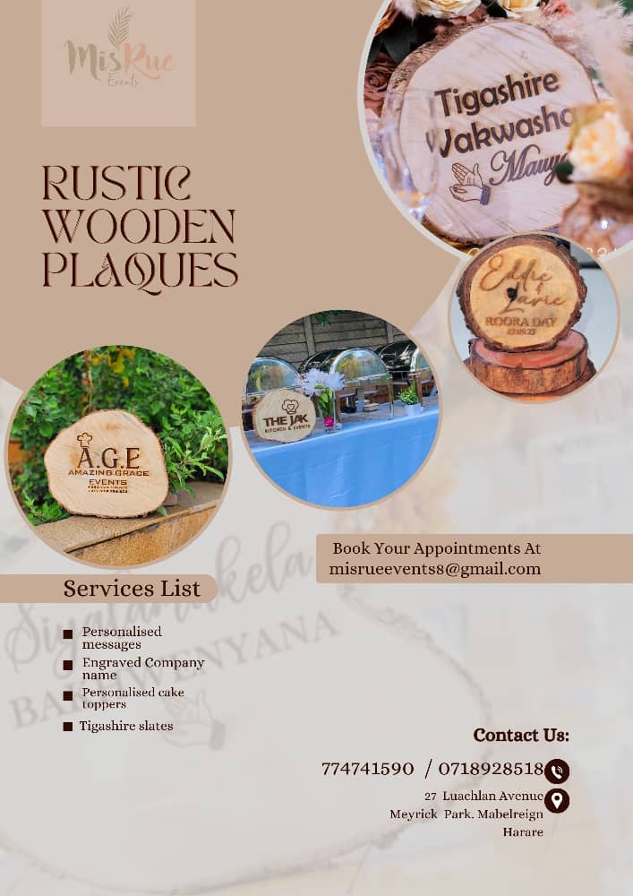 Misrue Events | Tigashire vakwasha wooden slates | Zimbabwe wedding decor | Zimbabwe Wedding Planner Blog 