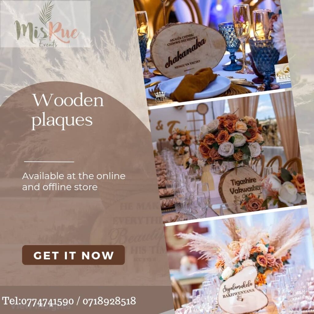 Misrue Events | Tigashire vakwasha wooden slates | Zimbabwe wedding decor | Zimbabwe Wedding Planner Blog 