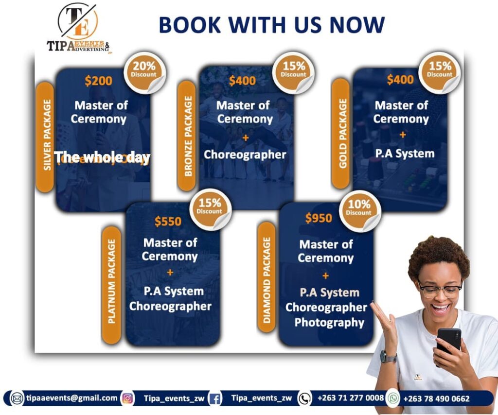 TIPA Events Management Flyer | Harare wedding MCs | Master of Ceremony Zimbabwe