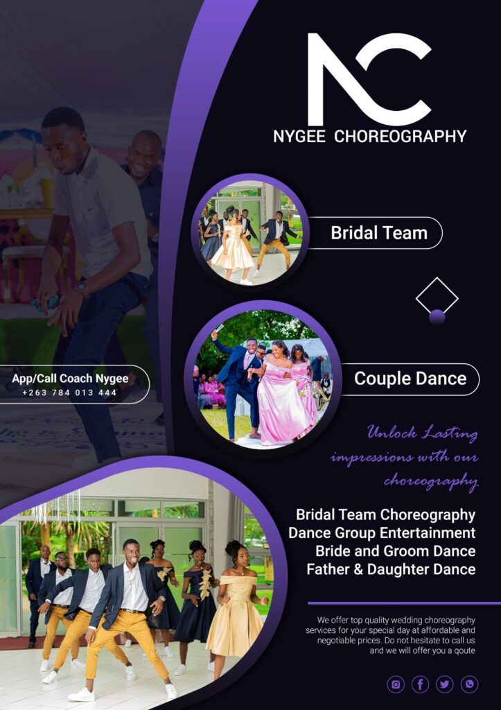 Coach Nygee Choreography performing dance choreography with bridal team at a Zimbabwe wedding | Zimbabwe wedding choreography choreographers | Zimbabwe wedding dance masteps | Featured Vendor Fridays 