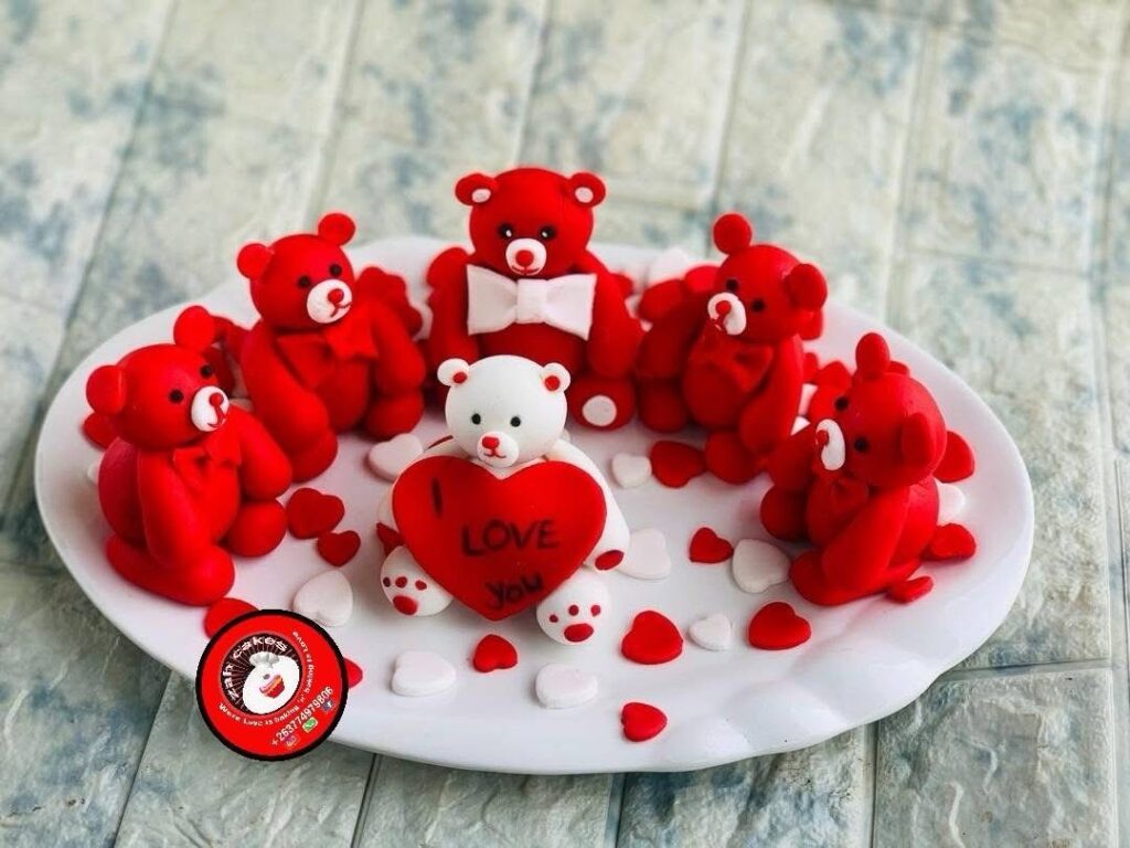 Red Valentine’s Day cake fondant toppers for a Valentine’s Day cake by Zah Cakes- Bulawayo birthday cakes - Zimbabwe wedding cakes - featured vendor Fridays